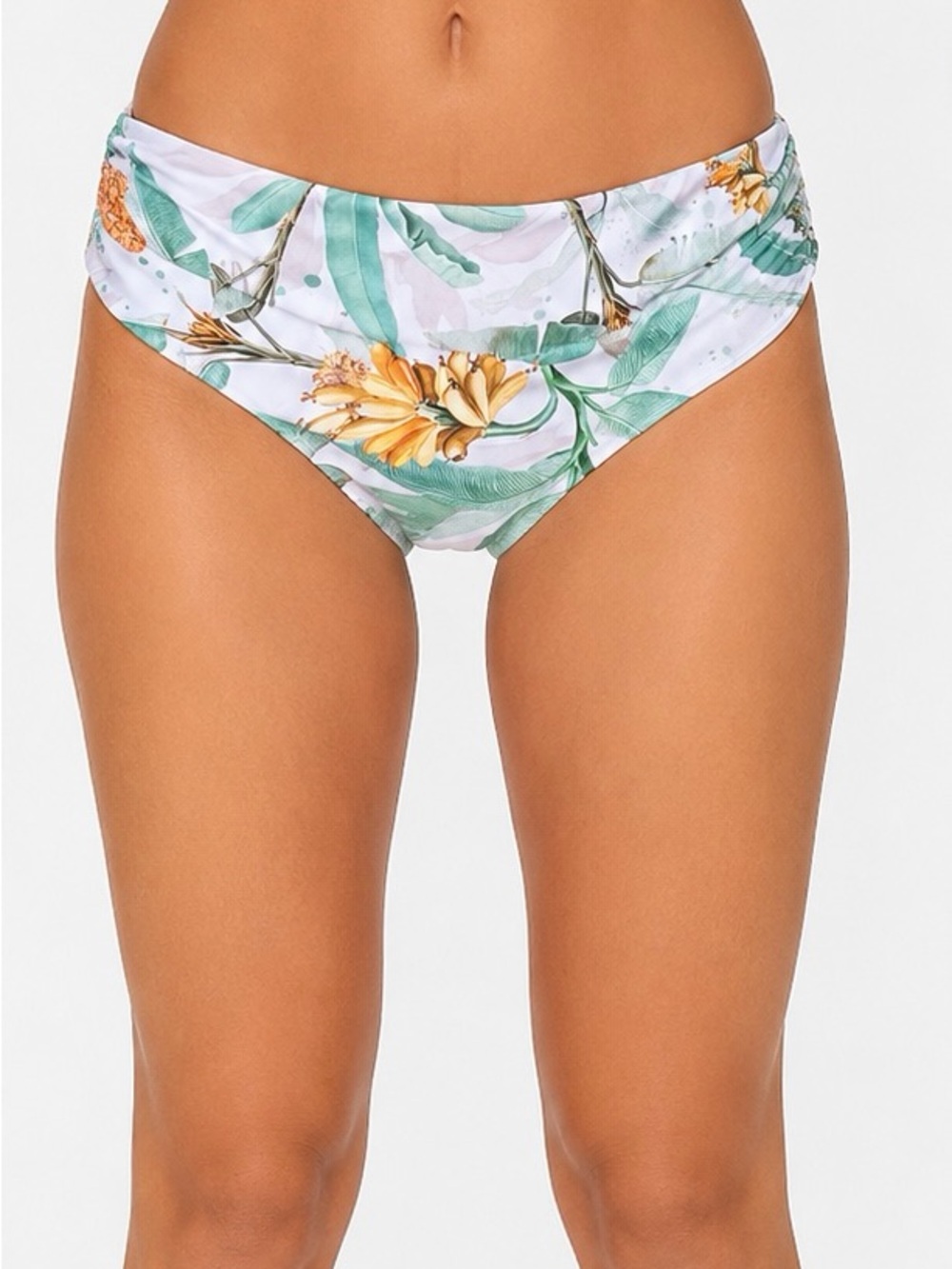 NWT PHAX Tropical Floral Bikini Bottoms White Banana Leaf Print Size M